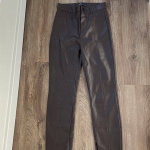Faux leather brown skinny pants
